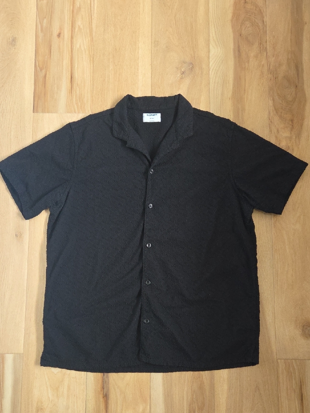Men's Black Embroidered Button Shirt Sz XL